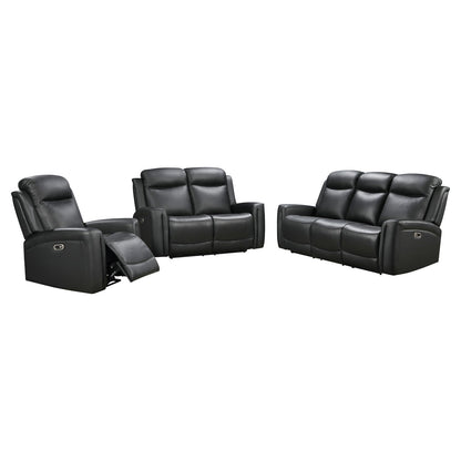 3-2 Seater Electric Leather/PVC Black Recliner Set - Image 2