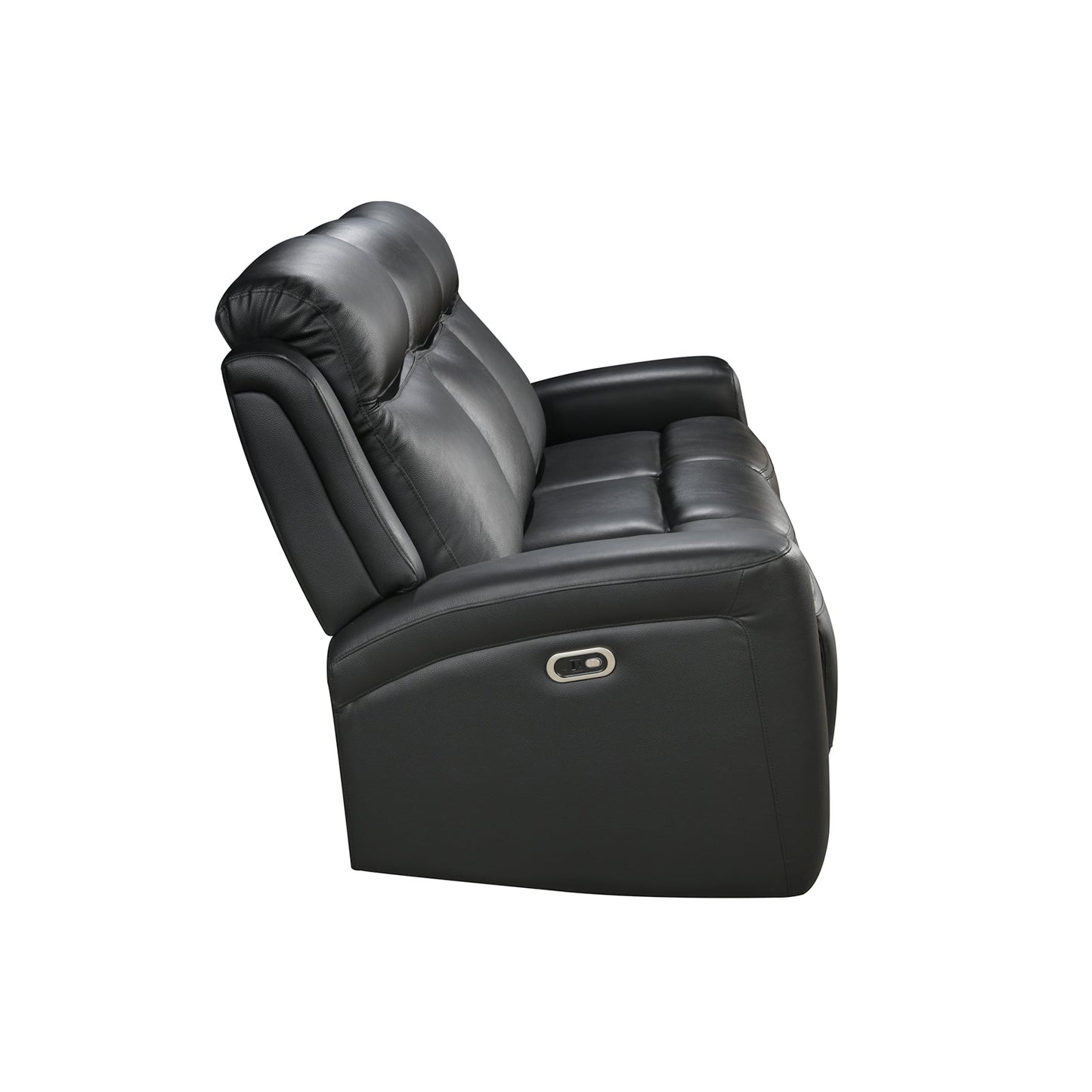 3-2 Seater Electric Leather/PVC Black Recliner Set - Image 4