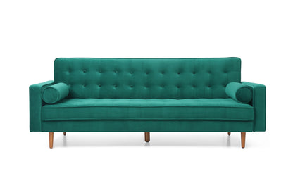 Sofa Bed 3 Seater Button Tufted Lounge Set for Living Room Couch in Velvet Green Colour - Image 4