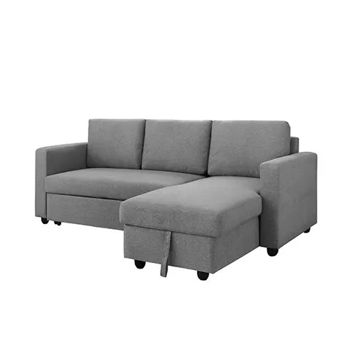 Murry 2 Seater Sofa Bed With Pull Out Storage Corner Lounge Set In Grey With Chaise - Image 2