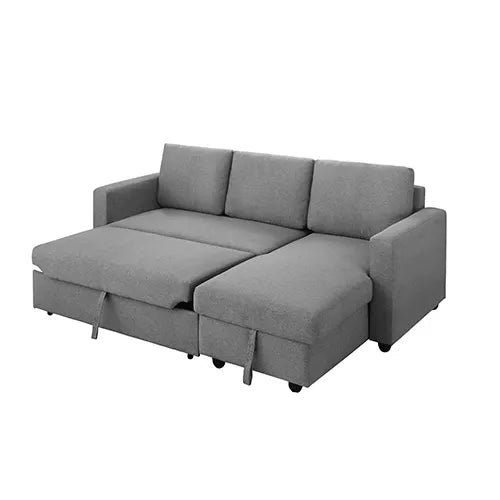 Murry 2 Seater Sofa Bed With Pull Out Storage Corner Lounge Set In Grey With Chaise - Image 3