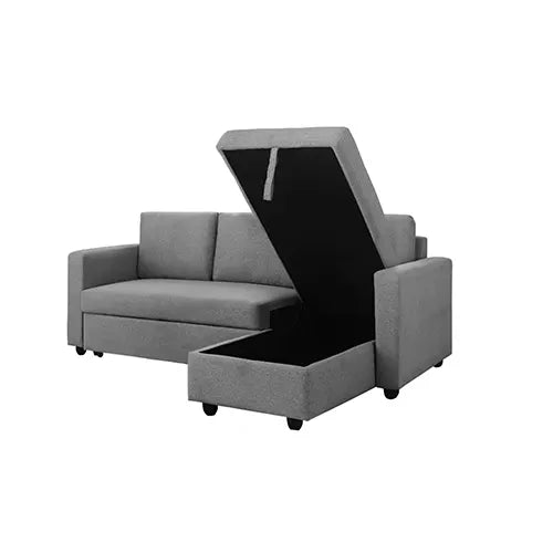 Murry 2 Seater Sofa Bed With Pull Out Storage Corner Lounge Set In Grey With Chaise - Image 5