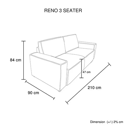 Reno 3 Seater Sofa Beige Colour Fabric Upholstery Wooden Structure Knock Down Feature In Back & Arms - Image 6