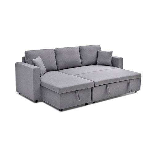 Multifunctional Sofa Bed Fabric Upholstery Chaise Section Comfy Cushions Armrests - Image 3