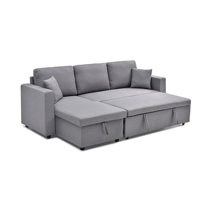 Multifunctional Sofa Bed Fabric Upholstery Chaise Section Comfy Cushions Armrests - Image 3