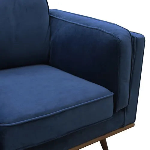 Single Seater Armchair Sofa Modern Lounge Accent Chair in Soft Blue Velvet with Wooden Frame - Image 5