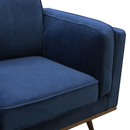 Single Seater Armchair Sofa Modern Lounge Accent Chair in Soft Blue Velvet with Wooden Frame - Image 5