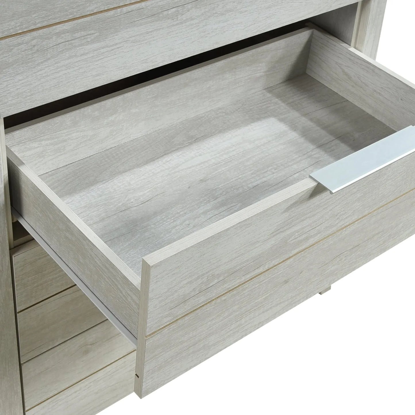 Tallboy with 5 Storage Drawers Natural Wood like MDF in White Ash Colour - Image 4