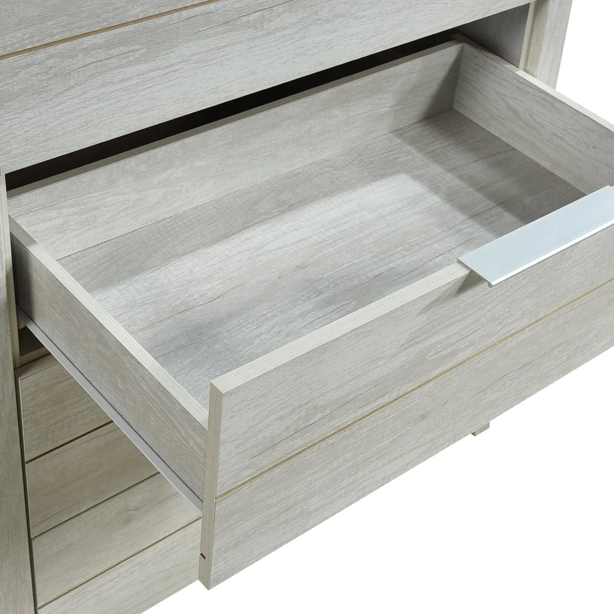 Tallboy with 5 Storage Drawers Natural Wood like MDF in White Ash Colour - Image 4