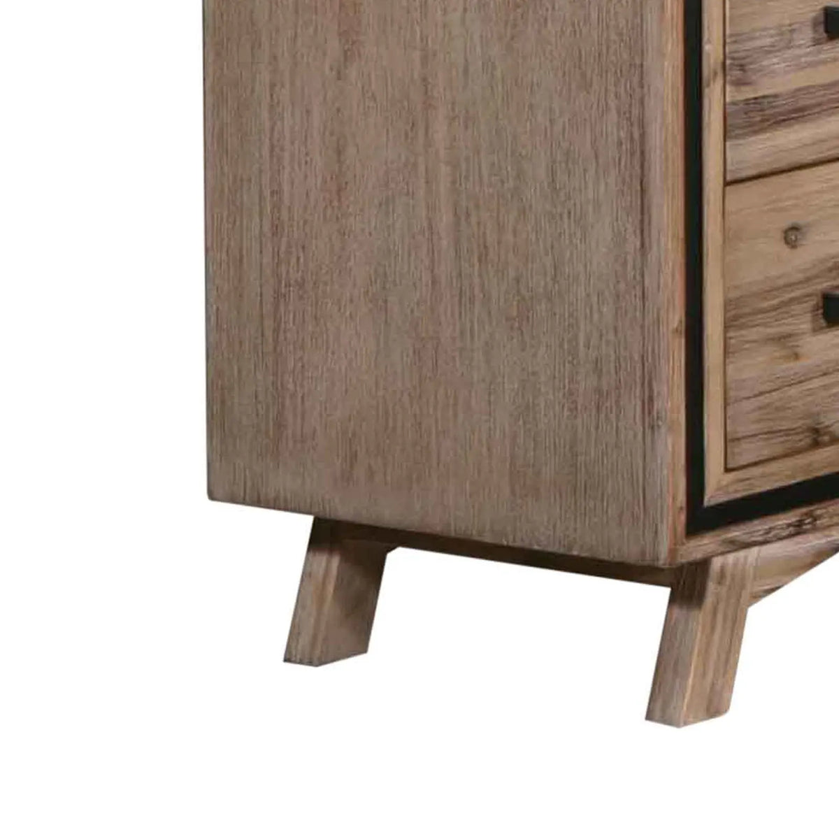 Tallboy with 5 Storage Drawers Solid Acacia Wooden Frame in Silver Brush Colour - Image 5