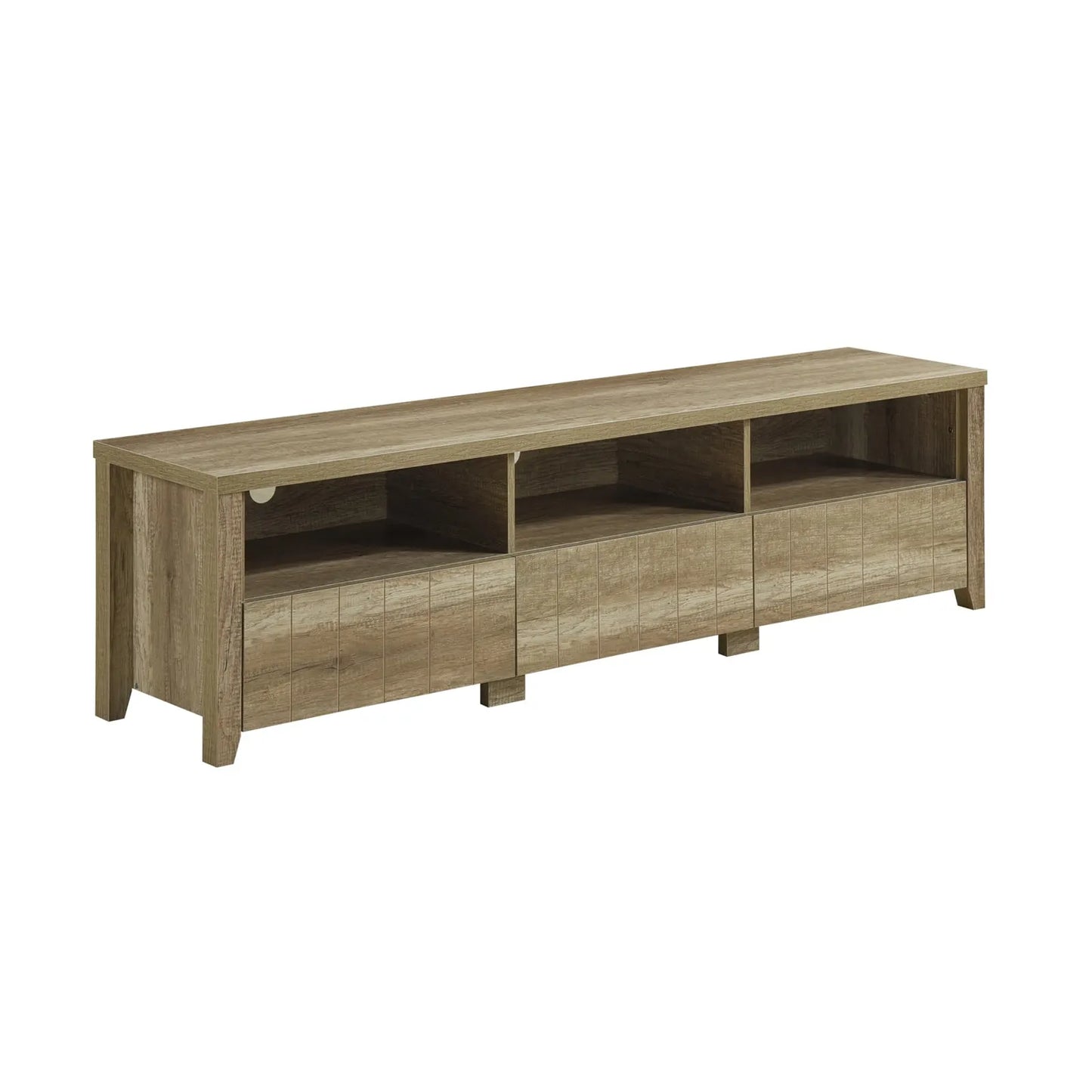 TV Cabinet 3 Storage Drawers with Shelf Natural Wood like MDF Entertainment Unit in Oak Colour - Image 2