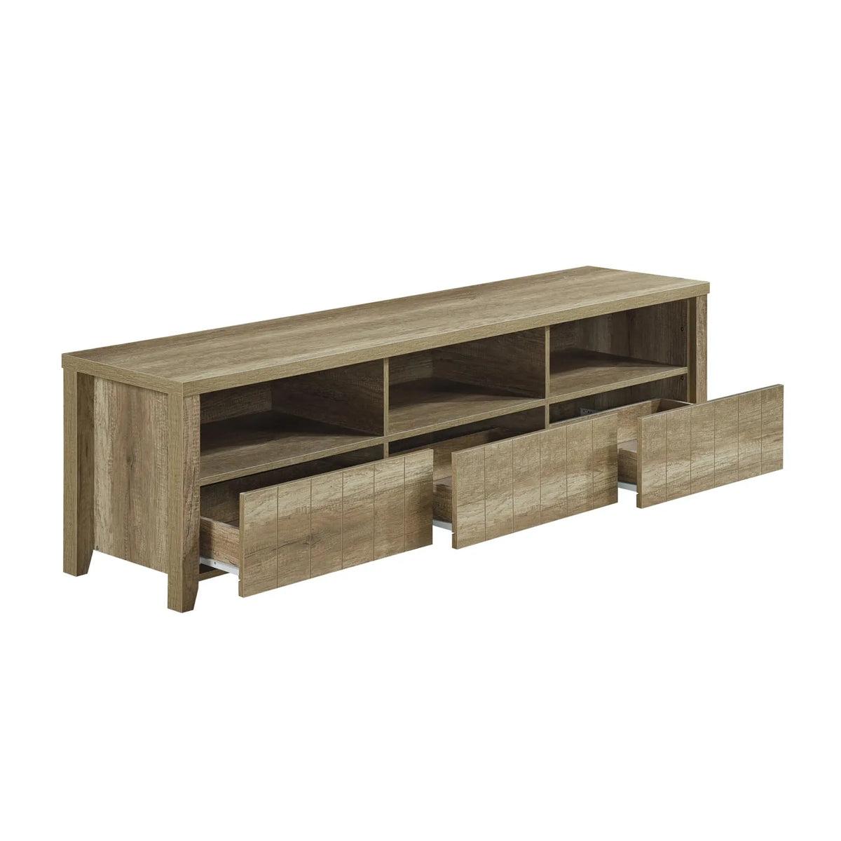 TV Cabinet 3 Storage Drawers with Shelf Natural Wood like MDF Entertainment Unit in Oak Colour - Image 3