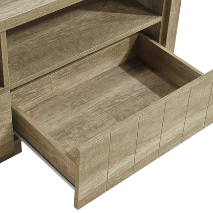 TV Cabinet 3 Storage Drawers with Shelf Natural Wood like MDF Entertainment Unit in Oak Colour - Image 4