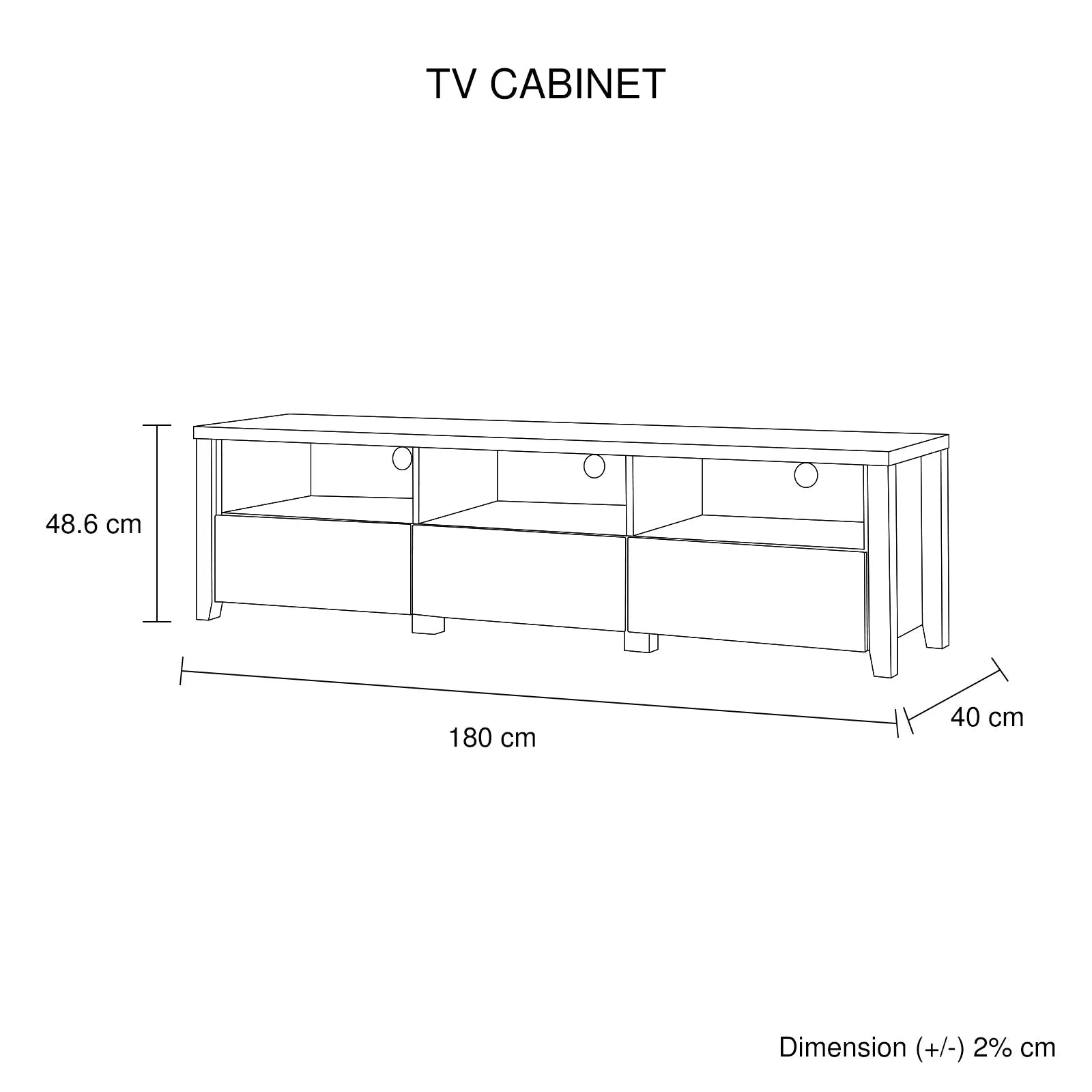TV Cabinet 3 Storage Drawers with Shelf Natural Wood like MDF Entertainment Unit in Oak Colour - Image 7