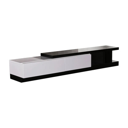 TV Cabinet with 2 Storage Drawers With High Glossy Assembled Entertainment Unit in Black & White colour - Image 2