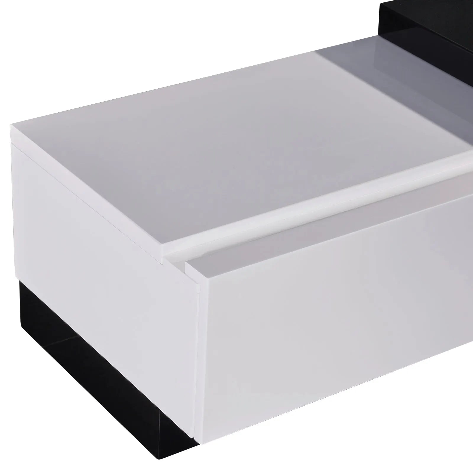 TV Cabinet with 2 Storage Drawers With High Glossy Assembled Entertainment Unit in Black & White colour - Image 4
