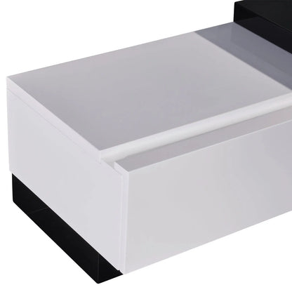 TV Cabinet with 2 Storage Drawers With High Glossy Assembled Entertainment Unit in Black & White colour - Image 4