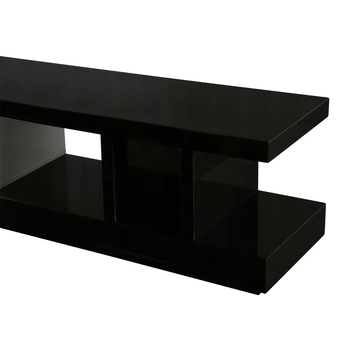 TV Cabinet with 2 Storage Drawers With High Glossy Assembled Entertainment Unit in Black & White colour - Image 5