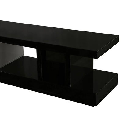 TV Cabinet with 2 Storage Drawers With High Glossy Assembled Entertainment Unit in Black & White colour - Image 5