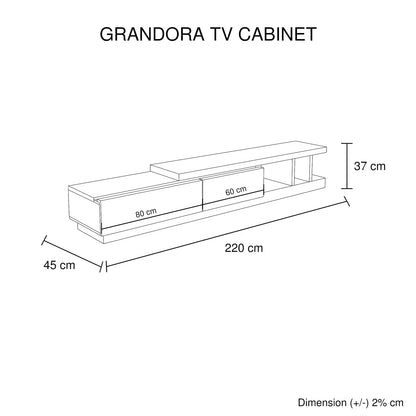 TV Cabinet with 2 Storage Drawers With High Glossy Assembled Entertainment Unit in Black & White colour - Image 6