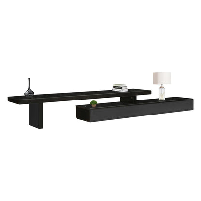 TV Cabinet with 3 Storage Drawers Extendable With Glossy MDF Entertainment Unit in Black Color - Image 3