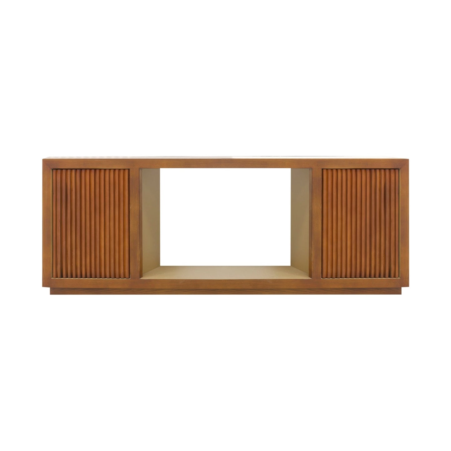 TV Cabinet MDF Brown Colour Two Sideboards Open Space - Image 2