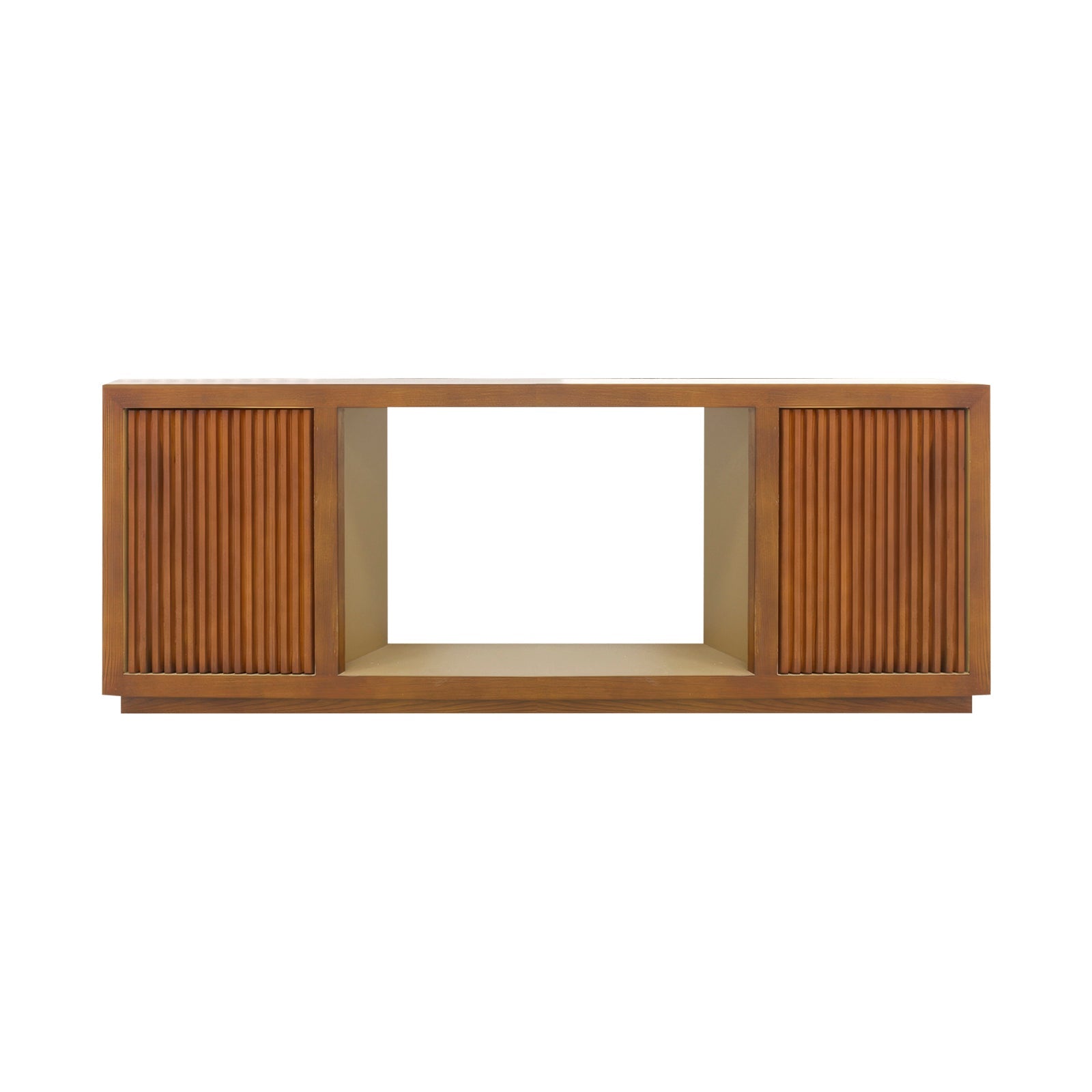 TV Cabinet MDF Brown Colour Two Sideboards Open Space - Image 2