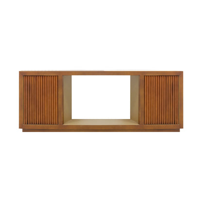 TV Cabinet MDF Brown Colour Two Sideboards Open Space - Image 2