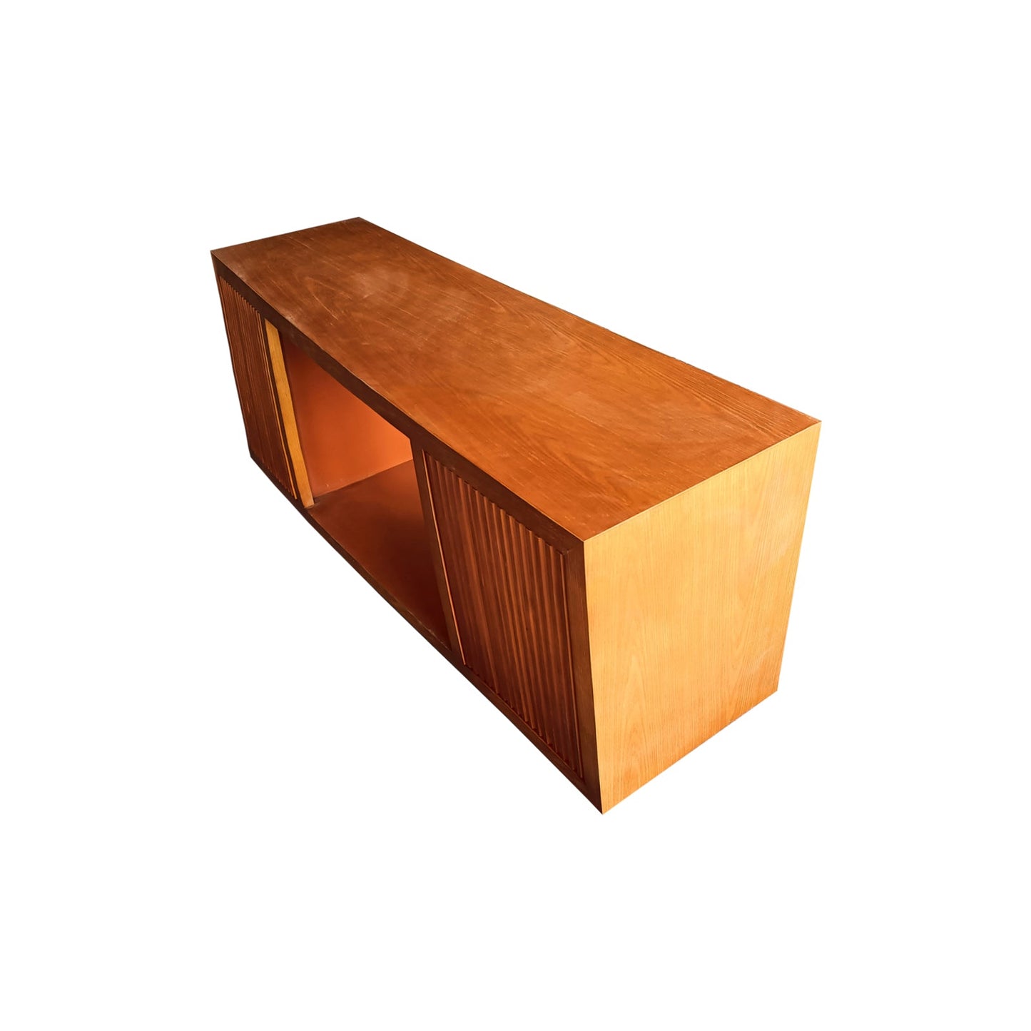 TV Cabinet MDF Brown Colour Two Sideboards Open Space - Image 3