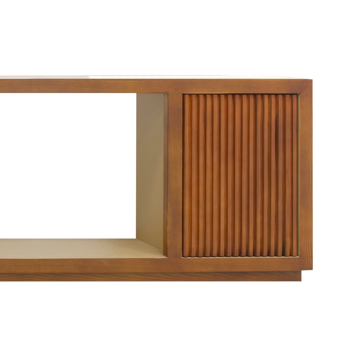 TV Cabinet MDF Brown Colour Two Sideboards Open Space - Image 5