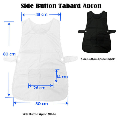 Ladies Women Side Button Tabard Apron 50x80 cm Black - Image 2