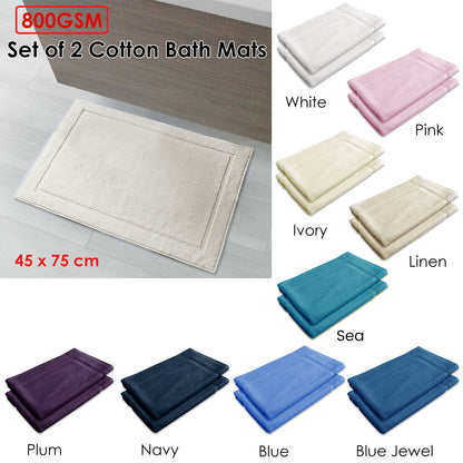 800GSM Set of 2 Cotton Bath Mat Linen - Image 2