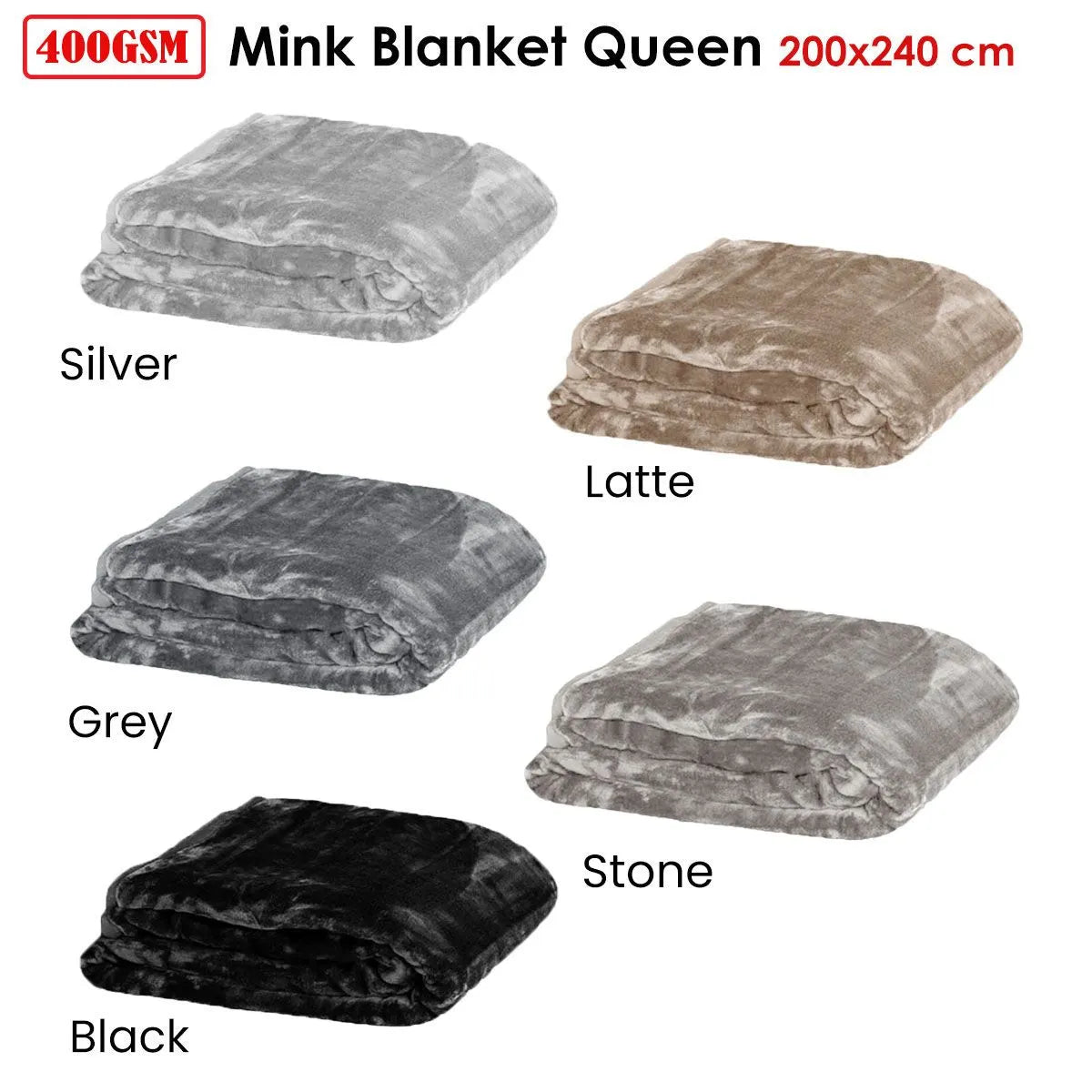 Soft Plain Faux Mink Blanket Queen Stone - Image 2