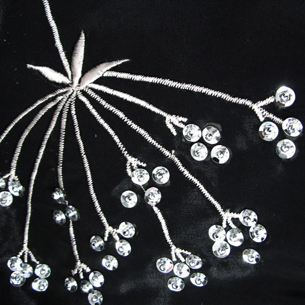 Pair of Embroidered Rod Pocket Curtains 150 x 213cm each Silver Petals - Image 2