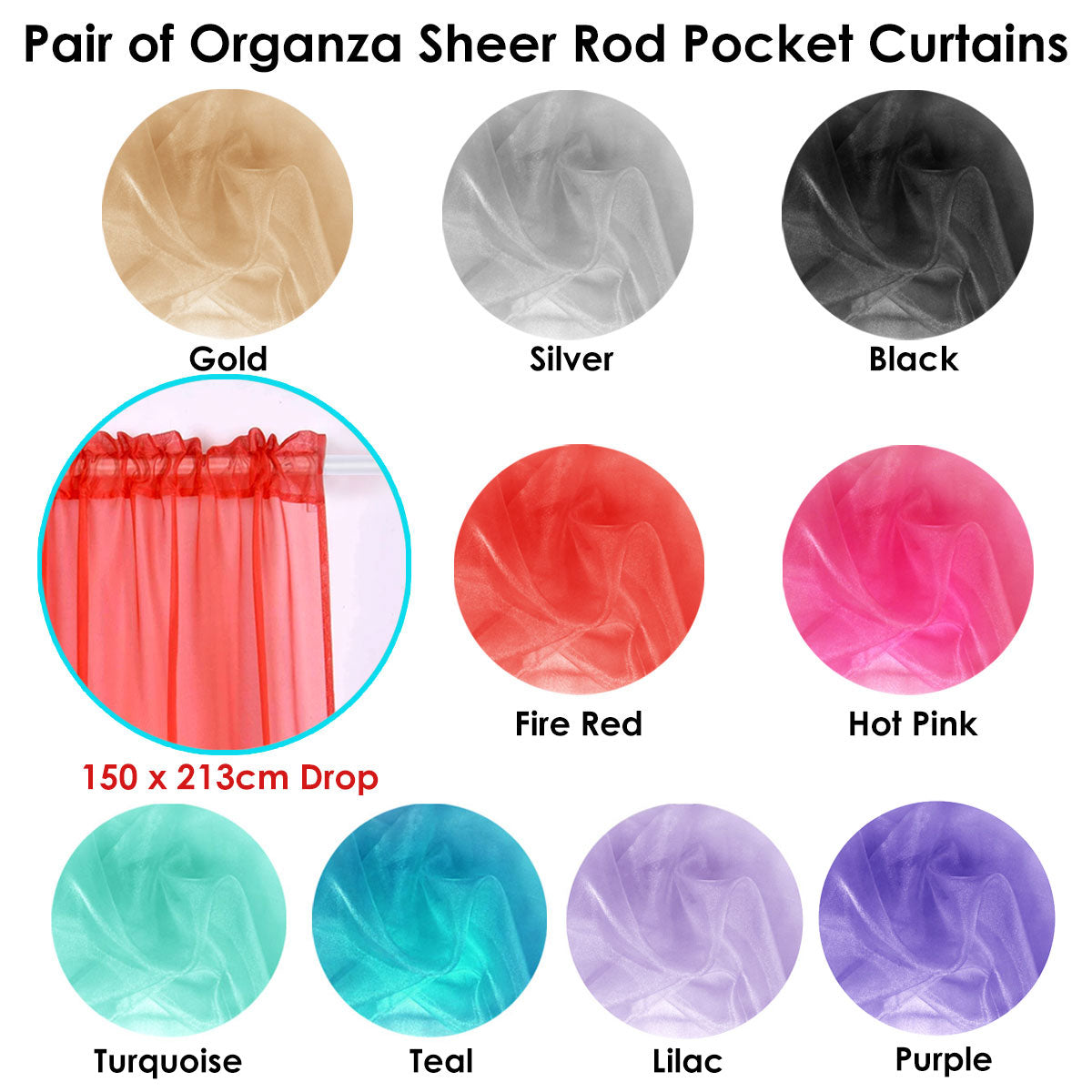 Pair of Organza Sheer Rod Pocket Curtains Lilac - Image 2
