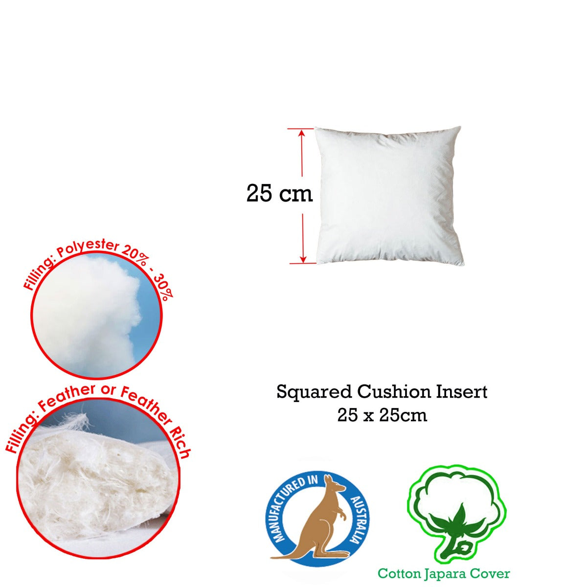 Duck Feather Rich Fill Cushion Inserter Square 25 x 25cm - Image 2