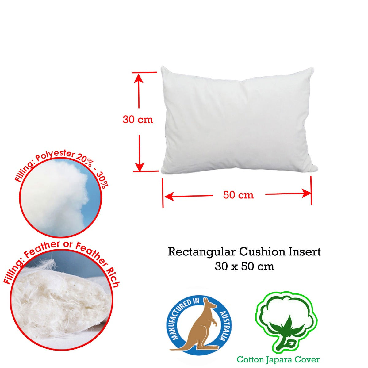 Duck Feather Rich Fill Cushion Inserter Rectangular 30 x 50cm - Image 2