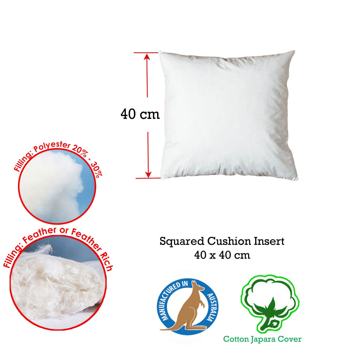 Duck Feather Rich Fill Cushion Inserter Square 40 x 40cm - Image 2