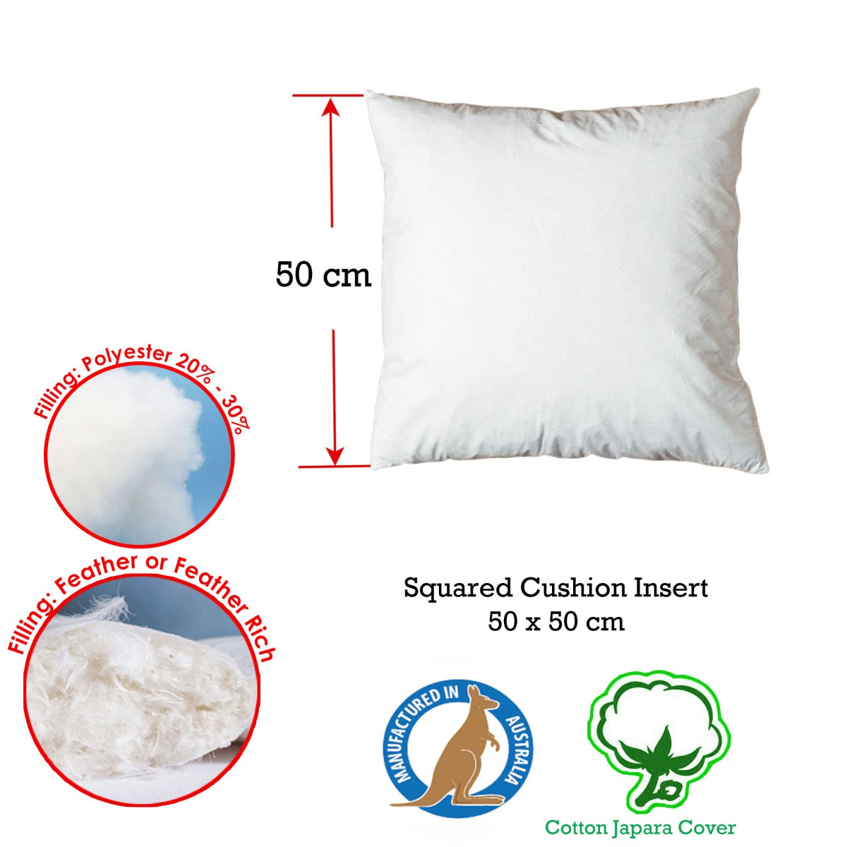 Duck Feather Rich Fill Cushion Inserter Square 50 x 50cm - Image 2