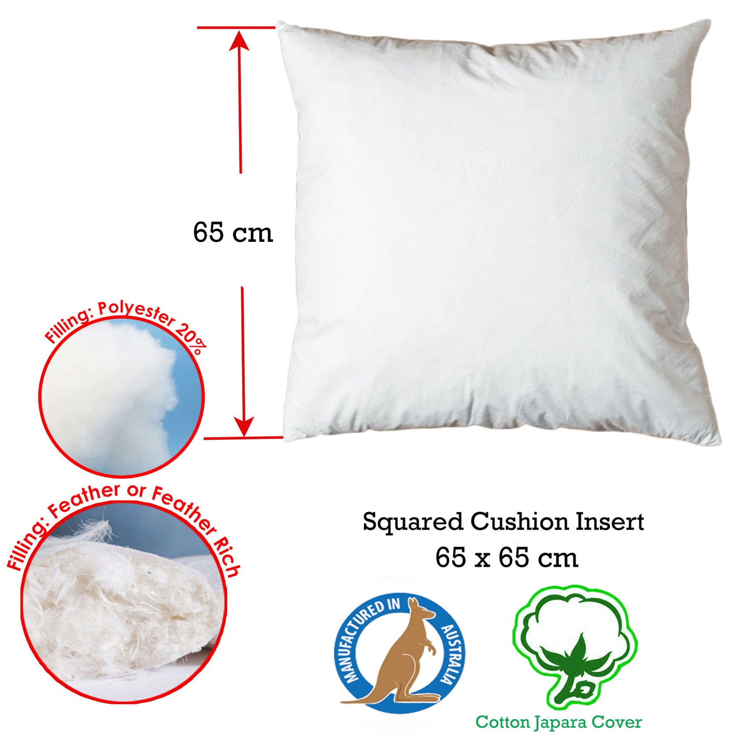 Duck Feather Rich Fill Cushion Inserter Square 65 x 65 cm - Image 2