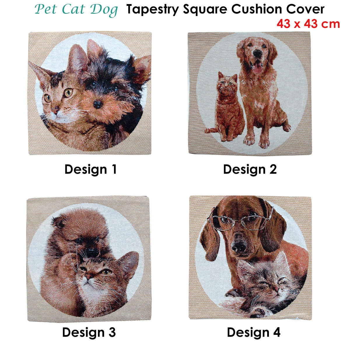 Tapestry Pet Cat Dog Square Cushion Cover Design 2 - Image 2