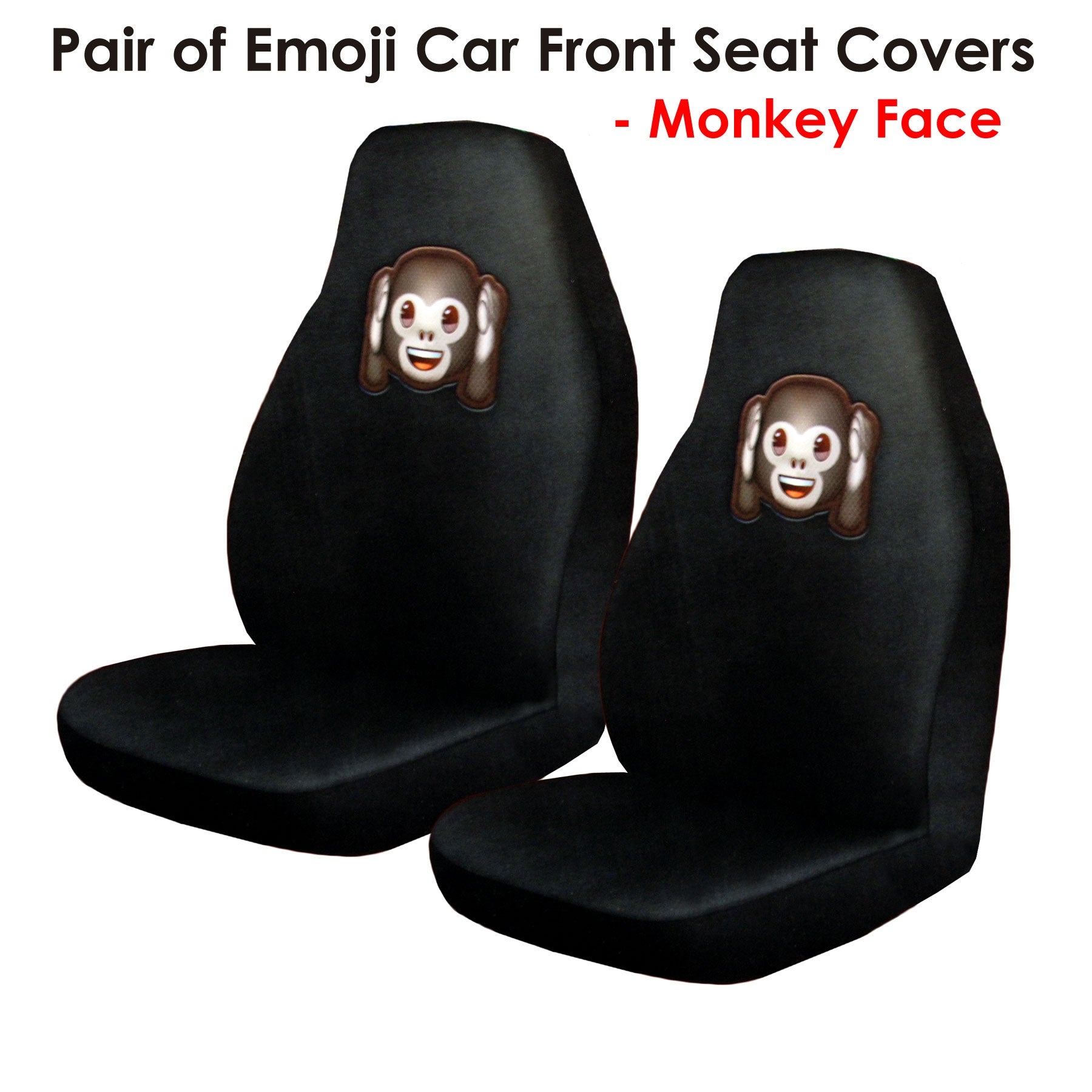 Pair of Emoji Car Front Seat Covers Monkey Face - Image 2
