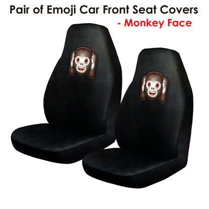 Pair of Emoji Car Front Seat Covers Monkey Face - Image 2