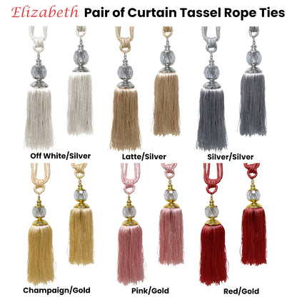 Elizabeth Pair of Curtain Tassel Rope Ties Pink/Gold - Image 2