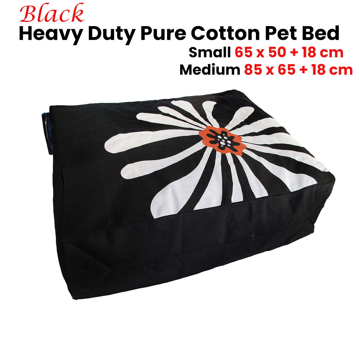 Heavy Duty Pure Cotton Pet Dog Bed Cover Small Black - Image 2