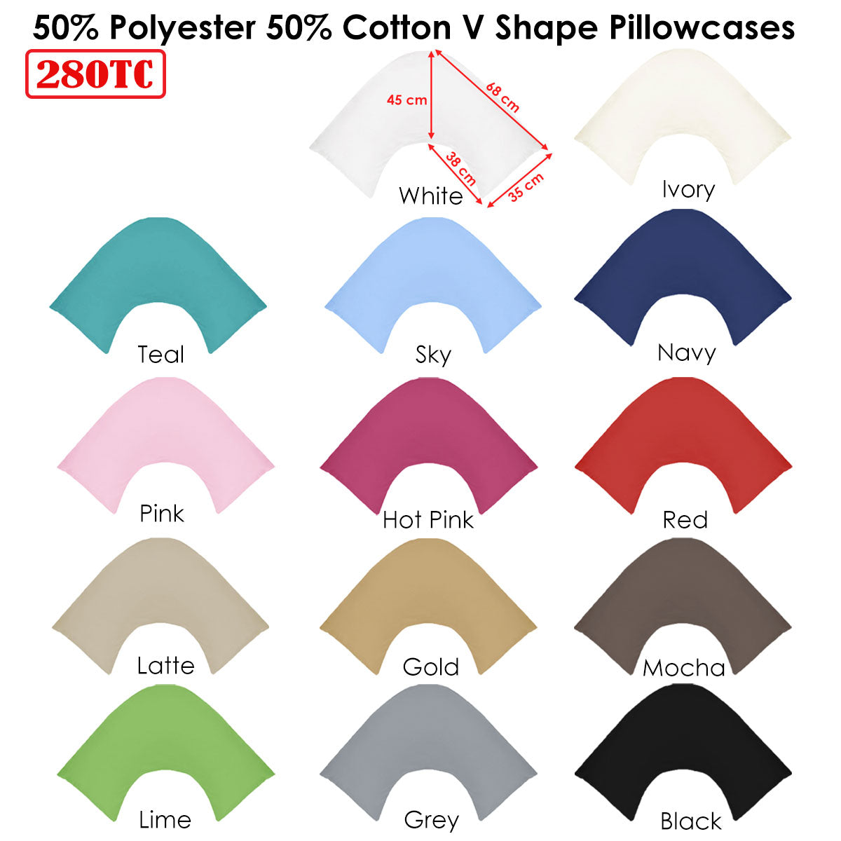 280TC Polyester Cotton V Shape Pillowcase Sky - Image 2