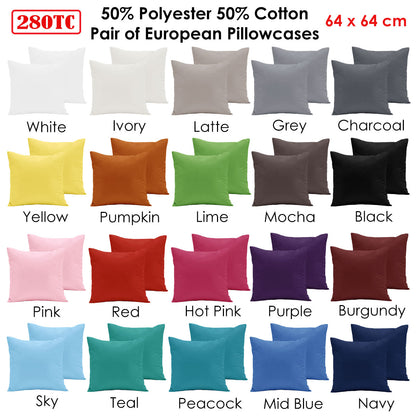 Pair of  280TC Polyester Cotton European Pillowcases Pink - Image 2