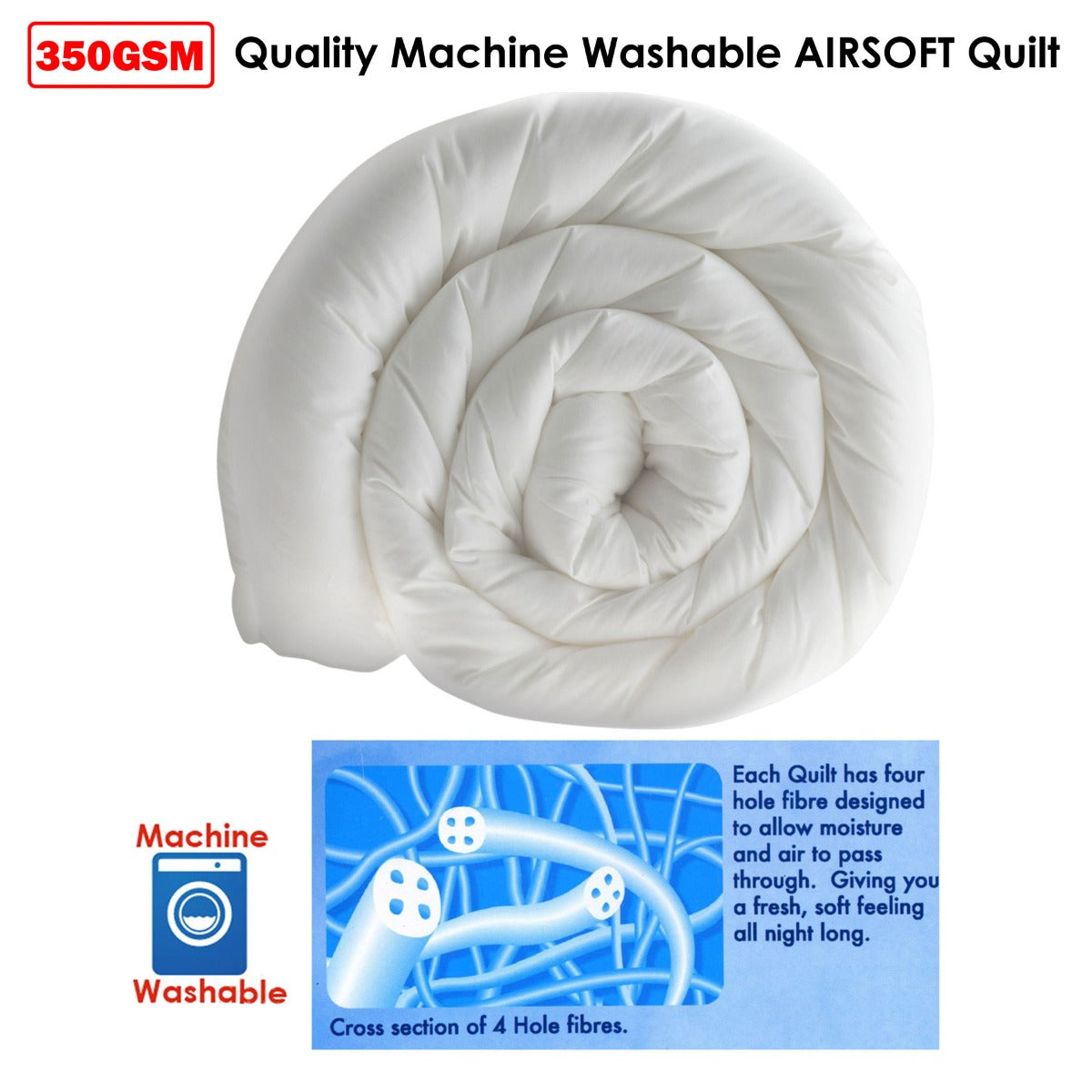 350gsm Quality Airsoft Quilt Queen - Image 2