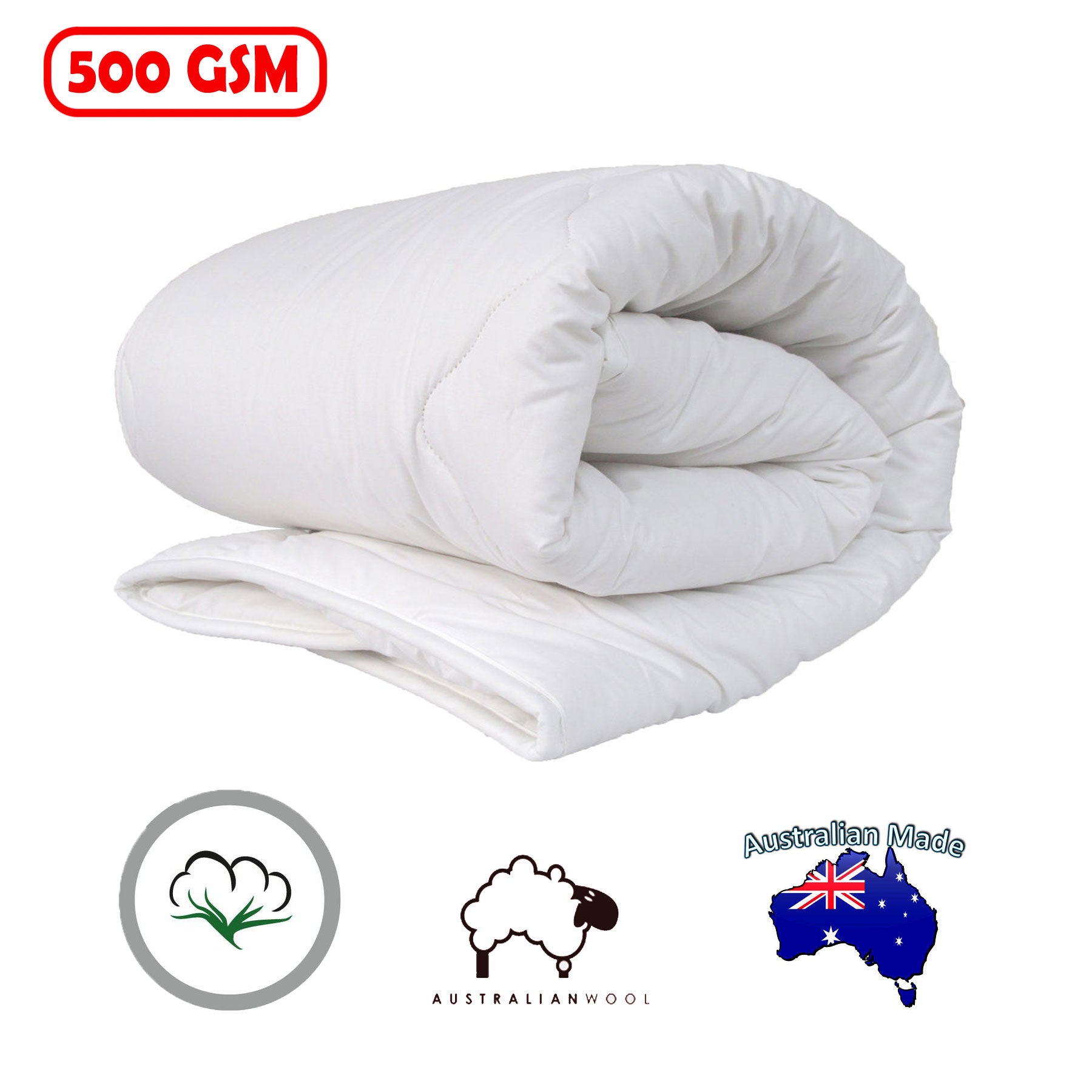 500GSM Australian Wool Quilt Cot Size - Image 2