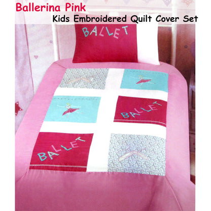 Ballerina Embroidered Quilt Cover Set Single - Image 2